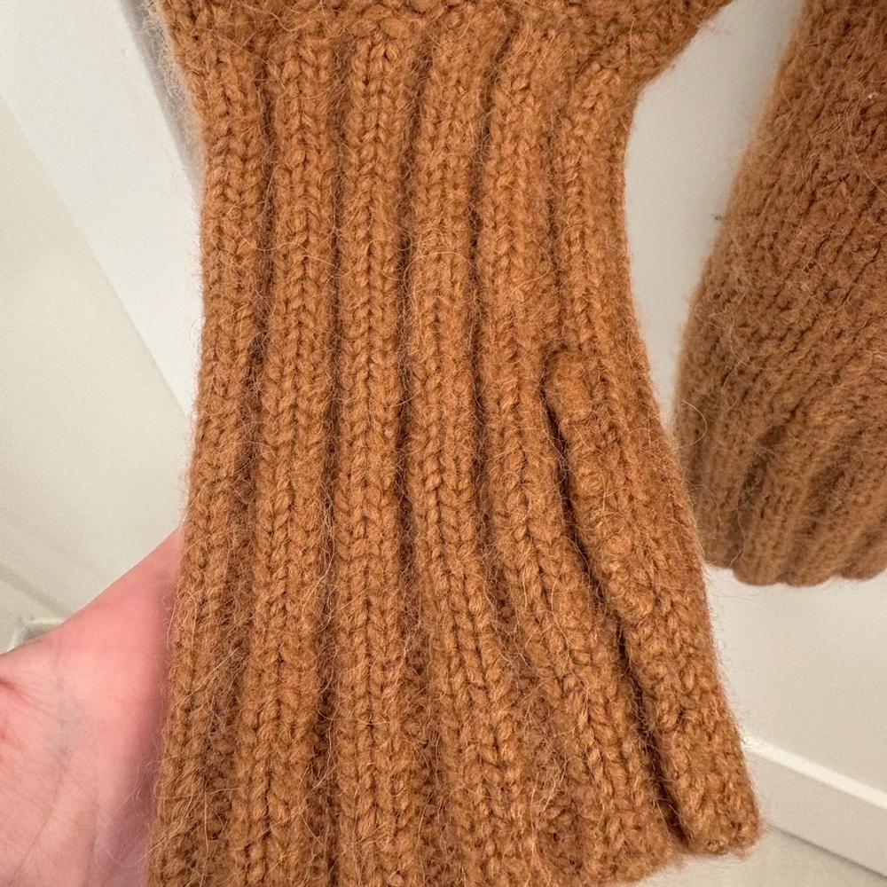 J. Crew Brown Rust Wool Alpaca Blend  Cable Knit Oversized Cardigan Size M - Picture 12 of 16